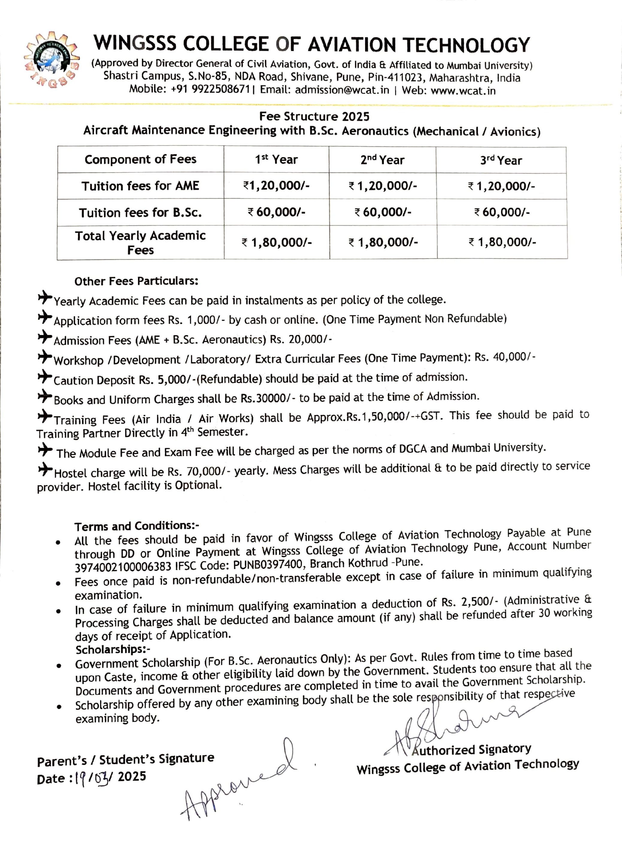 AME and BSc Aeronautics Fee Structure 2025 1 scaled